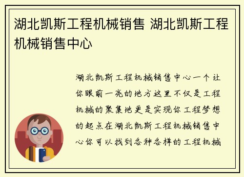 湖北凯斯工程机械销售 湖北凯斯工程机械销售中心